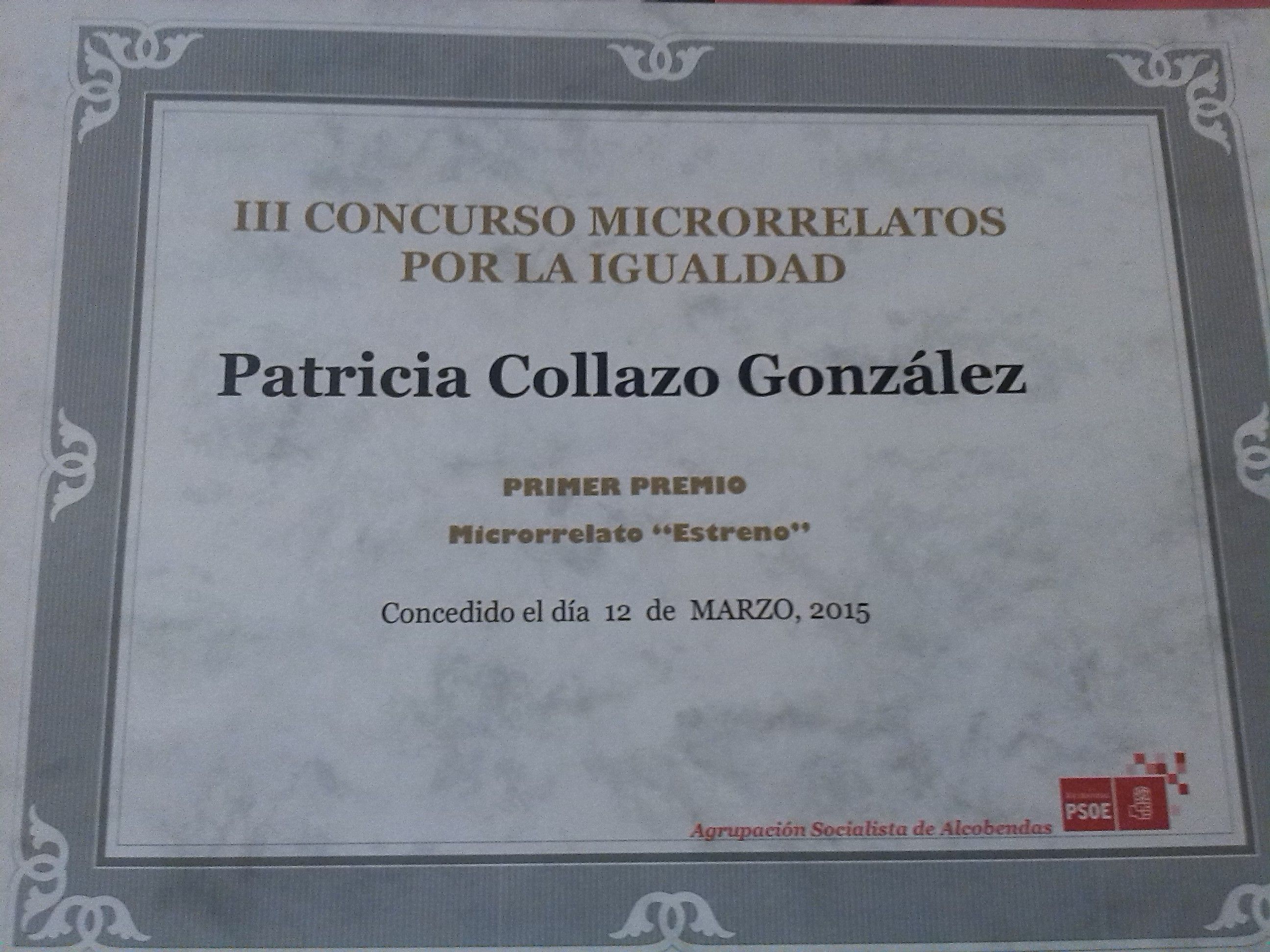 Primer premio III Concurso microrrelatos por la Igualdad
